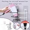 1PC Hair Dryer Rack Hair Dryer Rack  Punching Iron Wall-mounted Storage Rack