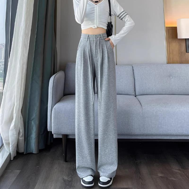 

Миниатюрные 145 Модные женские осенние брюки прямого кроя с широкими штанинами и высокой талией XS XL (116-125 lbs)