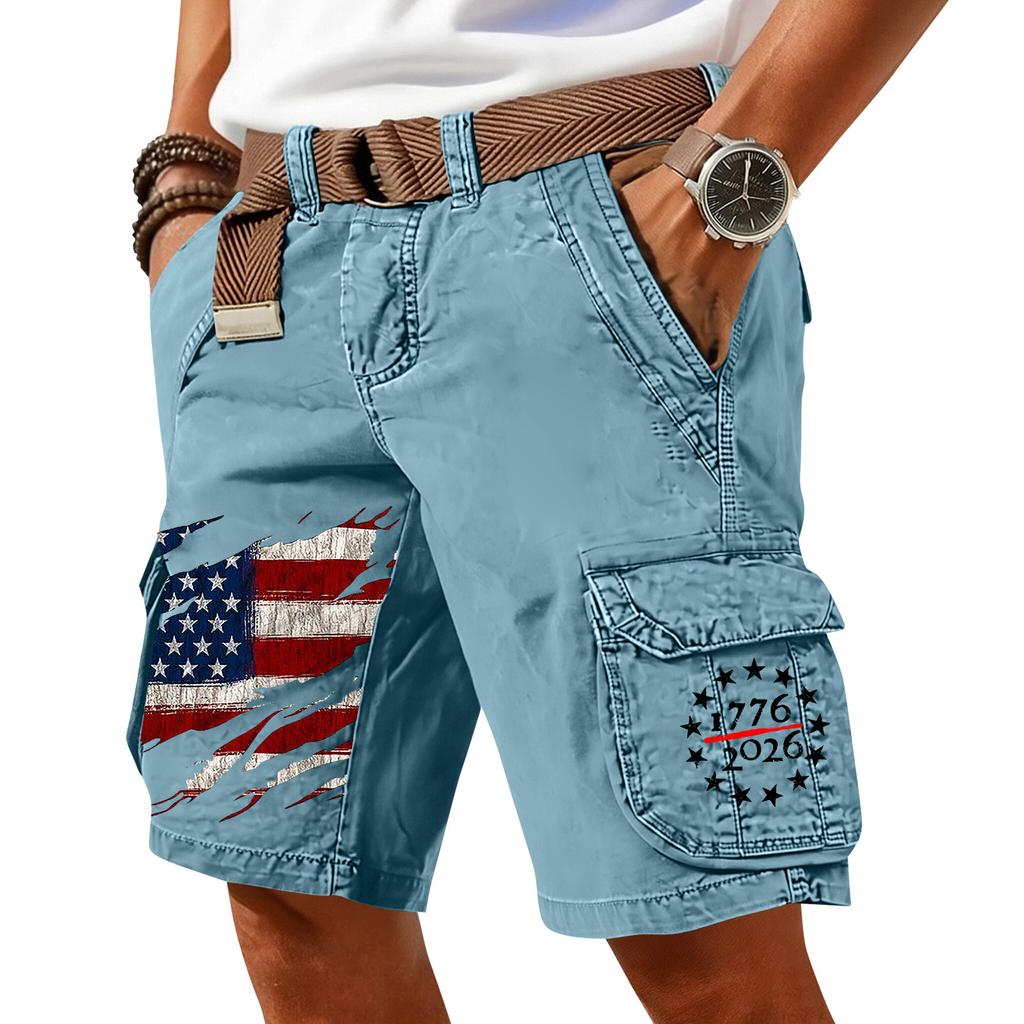 Pantaloncini Cargo Casual Stampati da Uomo per l'Estate con Tasche Multiple