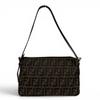 Excellent FENDI Shoulder Bag ZUCCA Pattern FF Logo with Metal Brown 26566 Used