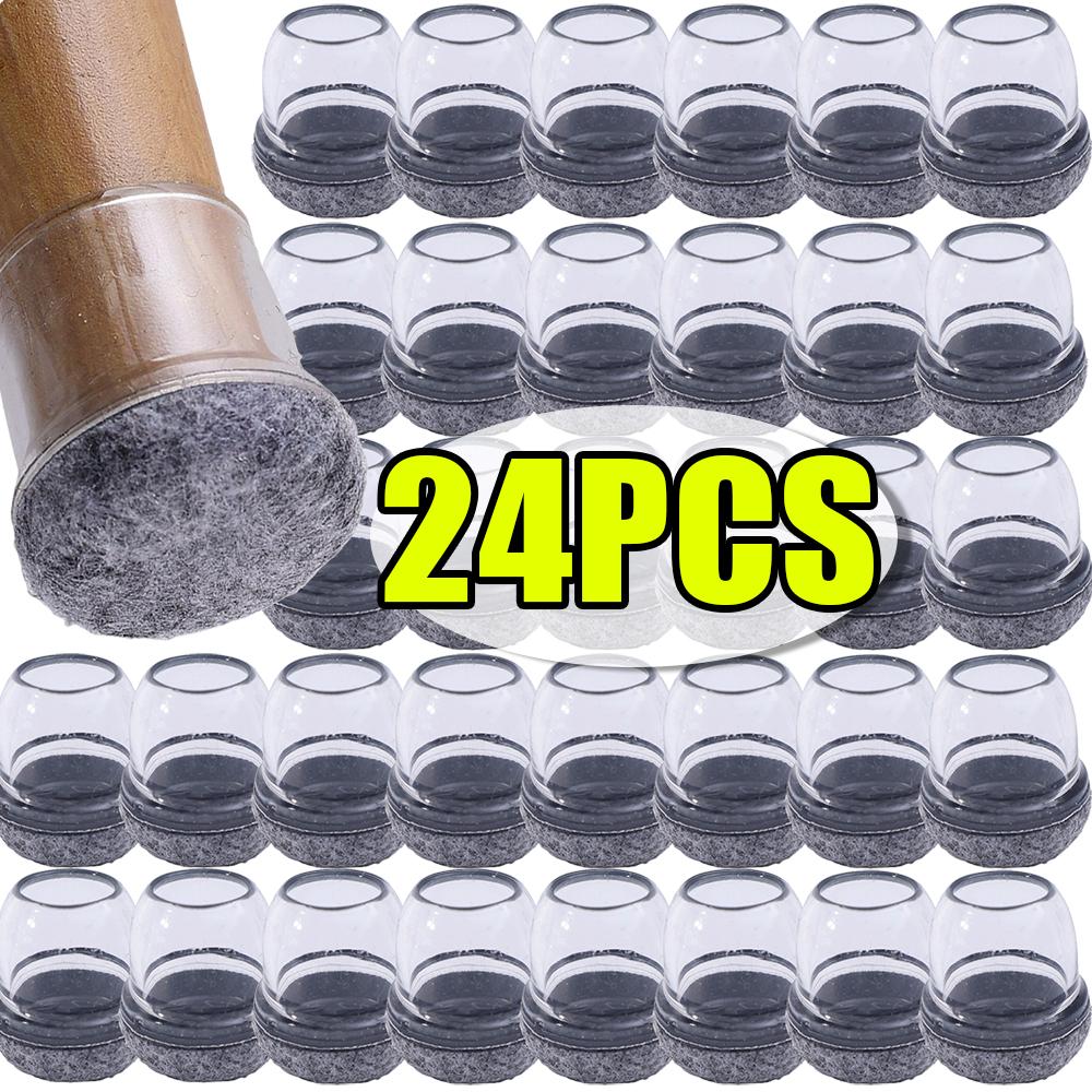 Furniture Table Leg Covers Protectors Chair Leg Caps with Felt Pads Reduce Noise Silicone Round Non Slip Scratch Floor Sliders
