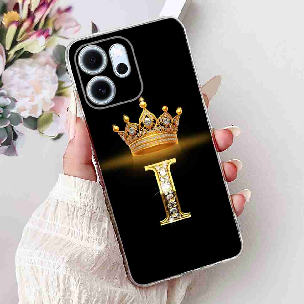 For Oppo Reno14 F 5G 6.57" Case Popular Design Letters A-Z Crown TPU Soft Silicone Cover For Oppo Reno 14F CPH2743 Phone Casing