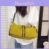 Simple Solid Color Striped Large Capacity Women Shoulder Bag For Daily Use