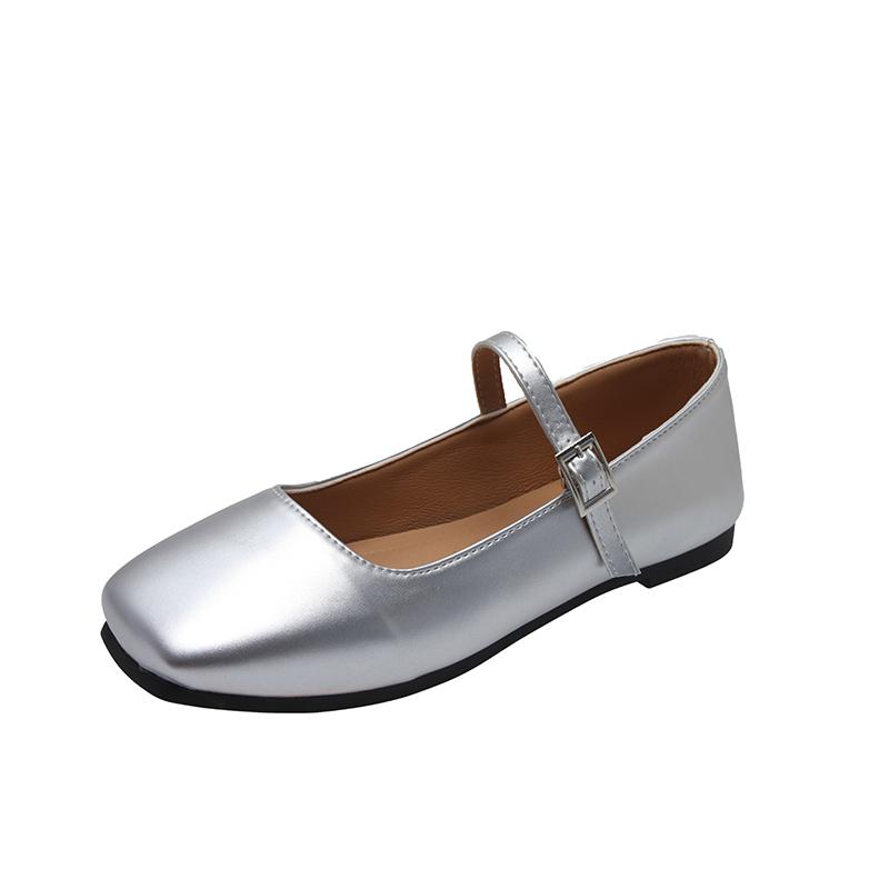 

Fashion Women s New Fall Flat Shoes Fashion Square Head Shallow Mouth Belt Buckle Soft Sole Non-slip Low Top Shoes 40