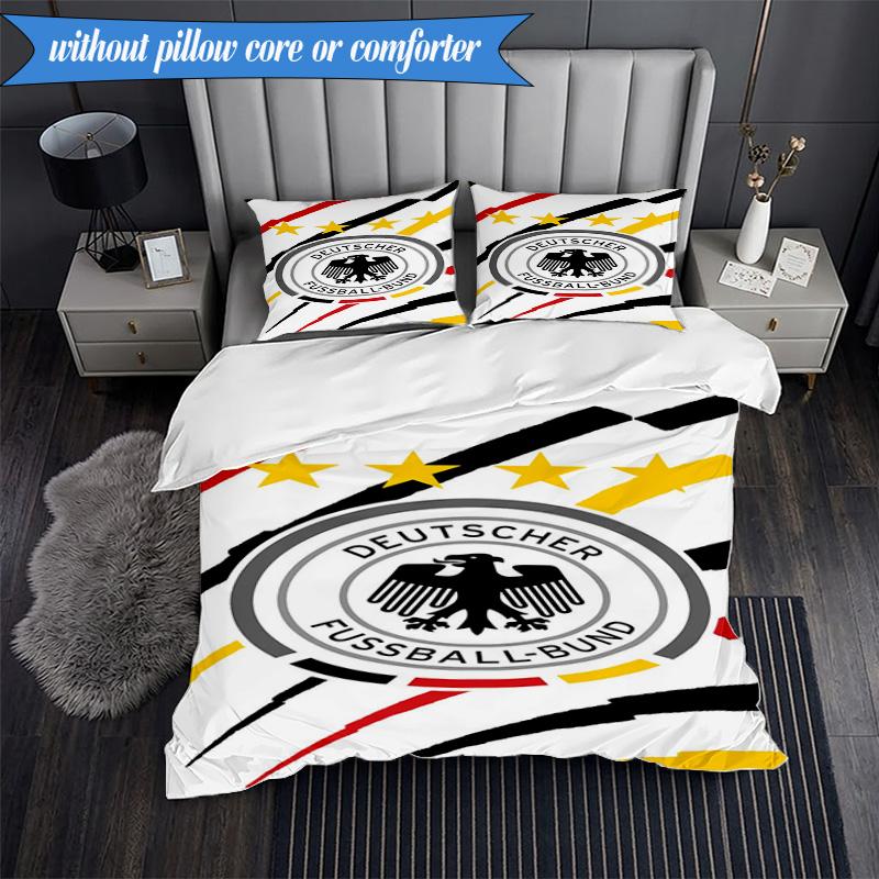 3PCS German Football Emblem Printed Soft Bedding Set,Including 1pc Duvet Cover And 2pcs Pillowcases Perfect for Bedroom, Dormitory, Fan gift
