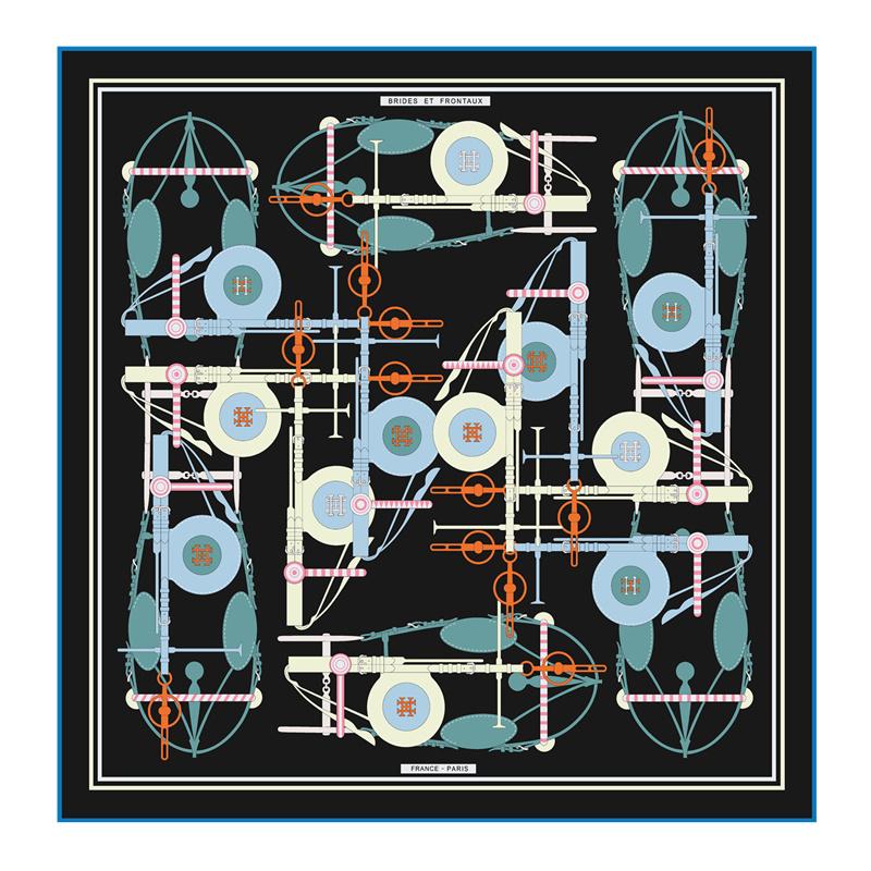 Silk Scarf Women City Street Print Square Scarves Head Echarpes Silk Foulards Femme Wraps Beach Shawl Bandana Lady Hijabs 90CM