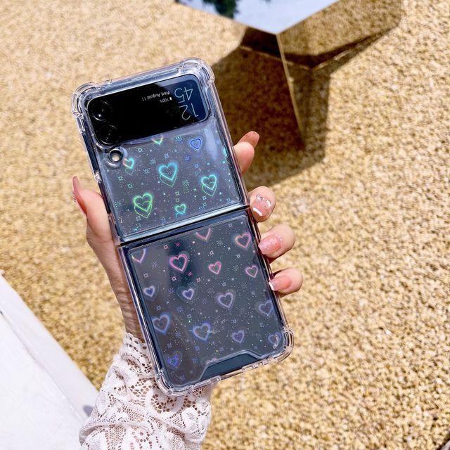 

Чехол Laser Love для Samsung Z Flip 4, прозрачный складной чехол для телефона Samsung Z Flip 3, 5 г, Zflip4, противоударная жесткая задняя крышка For Z Flip 3