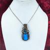 Sleeping Beauty Turquoise Pendant Copper Wire Wrapped Jewelry London Blue Topaz Gemstone Pendant