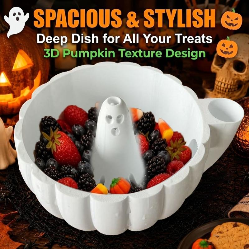 Fruit Drain and Serve Bowl, Seasonal Produce Washing Bowl with Center Figure, Fall Table Bowl for Small Fruit, Home Use, and Counter Service