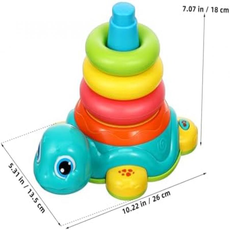 HANABASS Baby Stapelringe Spielzeug mit Licht & Ton, Musikalisches Krabbel-Lernspielzeug, Schildkröte & Ringe Pädagogisches Entwicklungsspielzeug für Jungen Mädchen