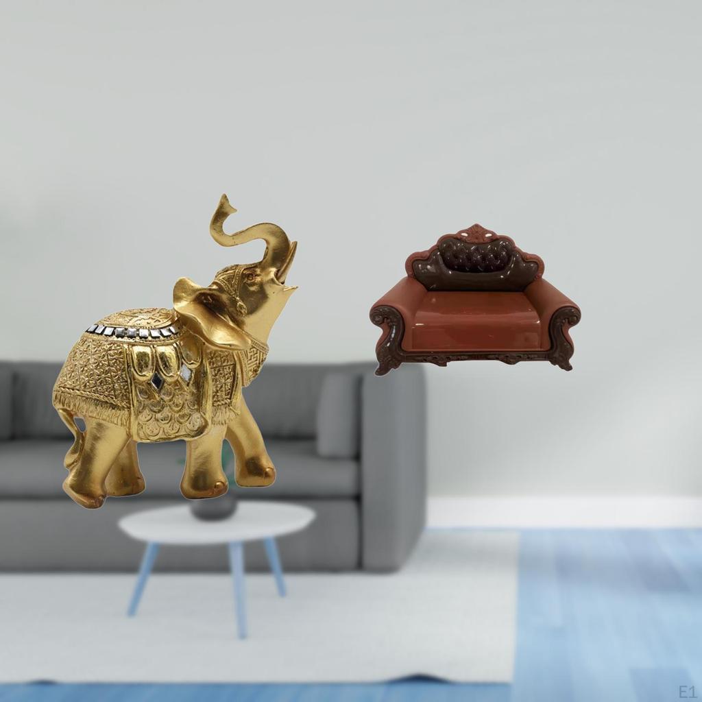 Elephant Sofa Statue Desktop Ornament Resin Art Crafts Animal Sculpture Decorative Figurine Chair