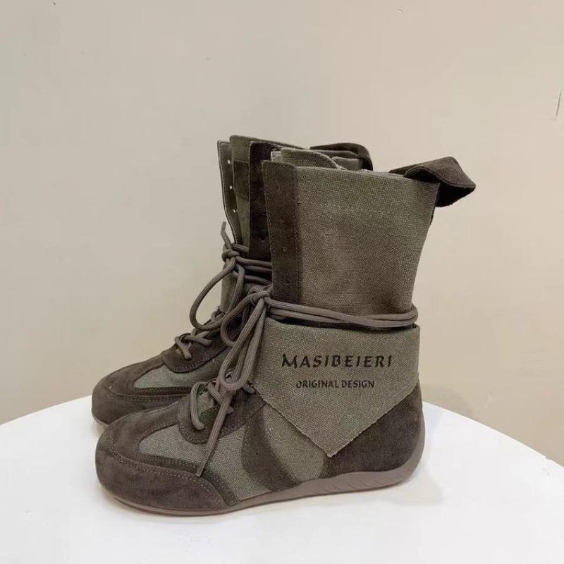 Martin Boots Women's New Autumn Retro Lace-up Matte Locomotive Boots Light and Comfortable Wasteland Wind Tooling Boots