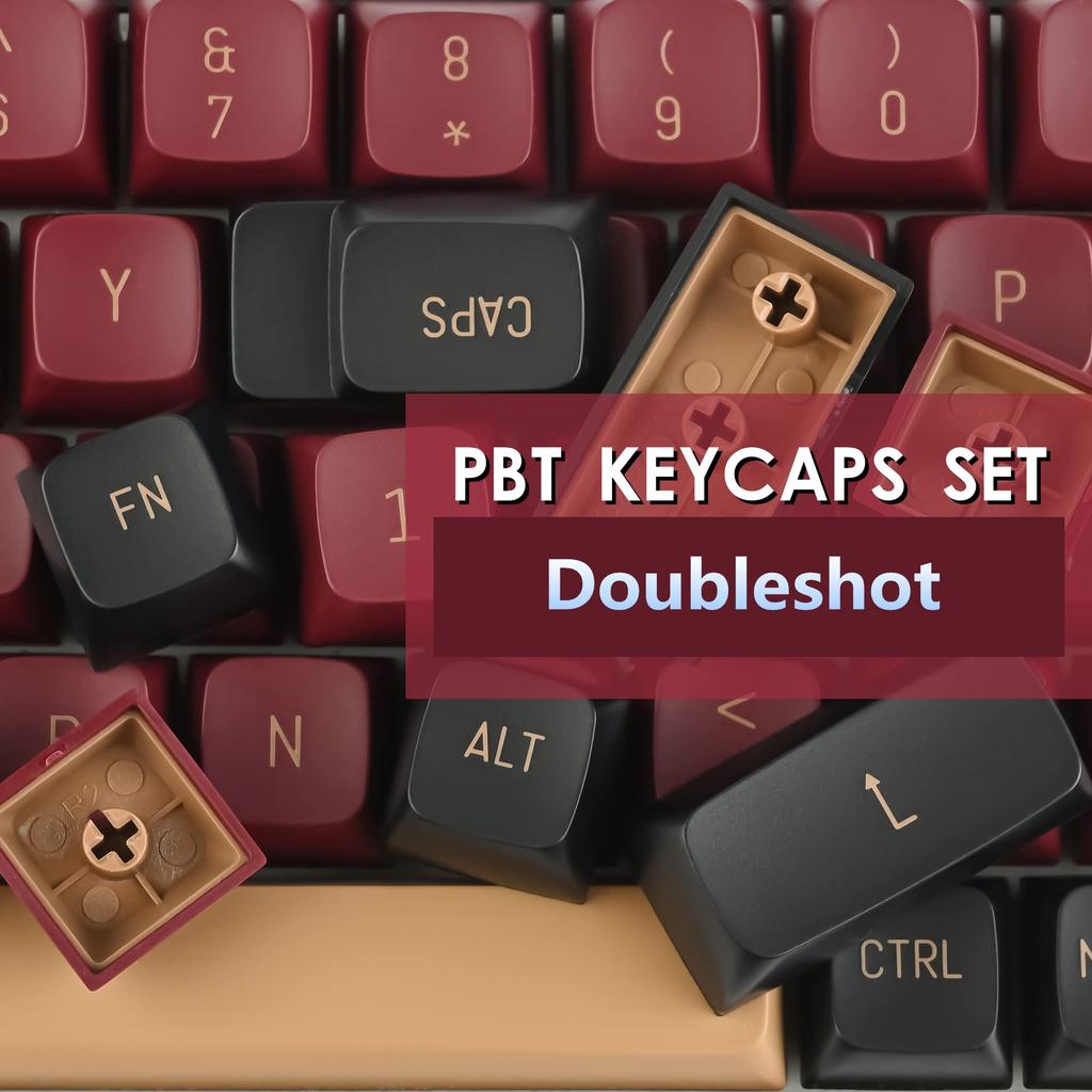 Red Warrior CSA Custom Keycaps, 160-Key Double-Shot Keycap Set for CherryGateron MX Switch 6064GK61 Gaming Mechanical Keyboards