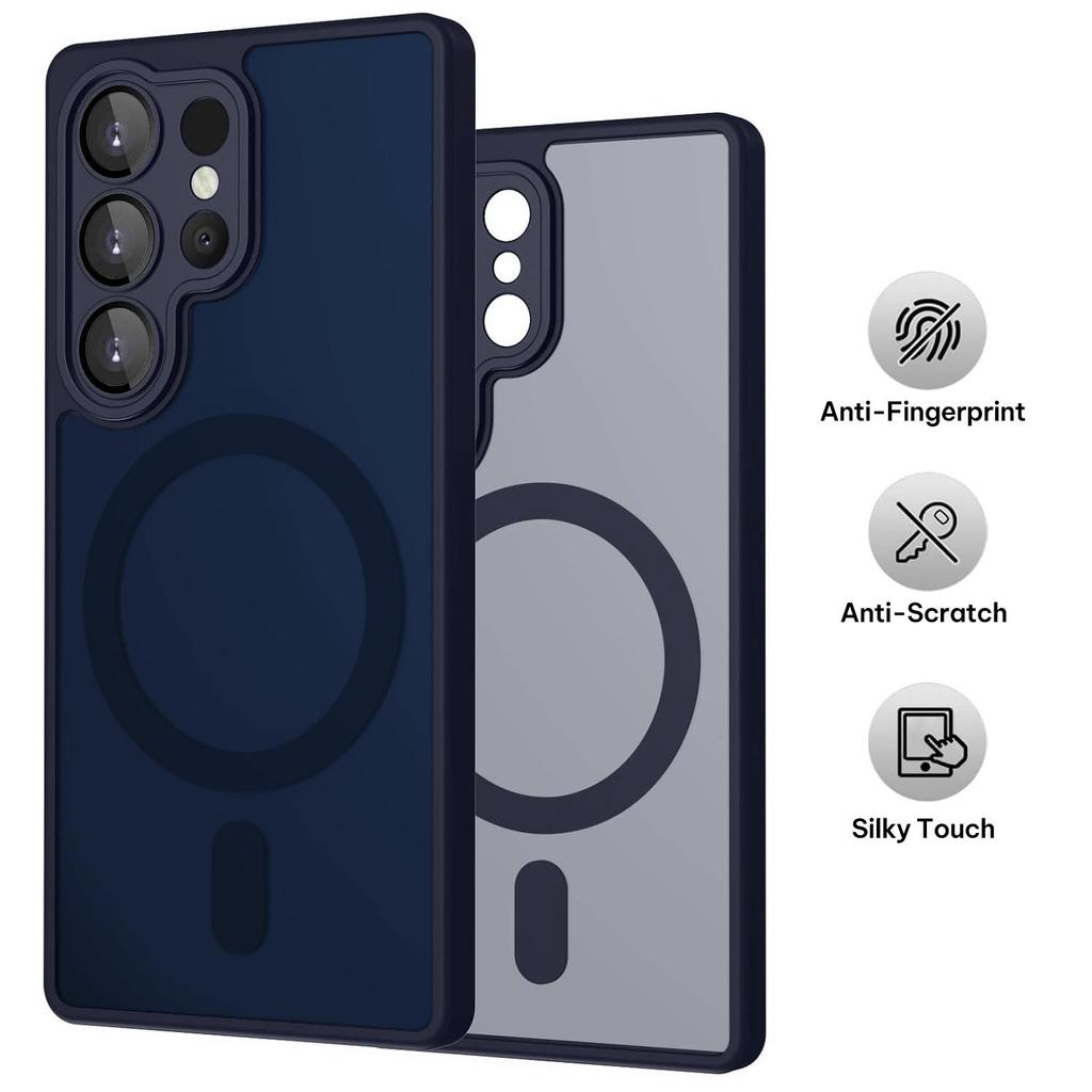 Full Protection Magnetic Skin Feel Phone Case Frosted Cover for Samsung S25 Ultra 5G With Lens Film