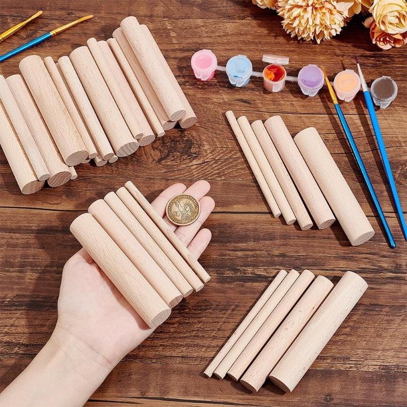 10pcs Wooden Dowel Rods, Unfinished Hardwood Sticks Dowel Rods Wood Sticks for Craft and DIY Macrame Dowel Wooden Poles