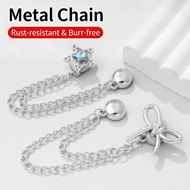 2 Stück Multifunktionale Magnetische Kleiderklammer Mit Kette Metall-Jeansknöpfe Clip Kleidung Schal Hosenbeine Bündchen Befestigung Magnetstifte