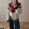 Vintage Heavy Industry Fair Island Christmas Knitted Pullover Women's Autumn and Winter Loose Lazy Wind Soft Waxy Knitted Sweater Top