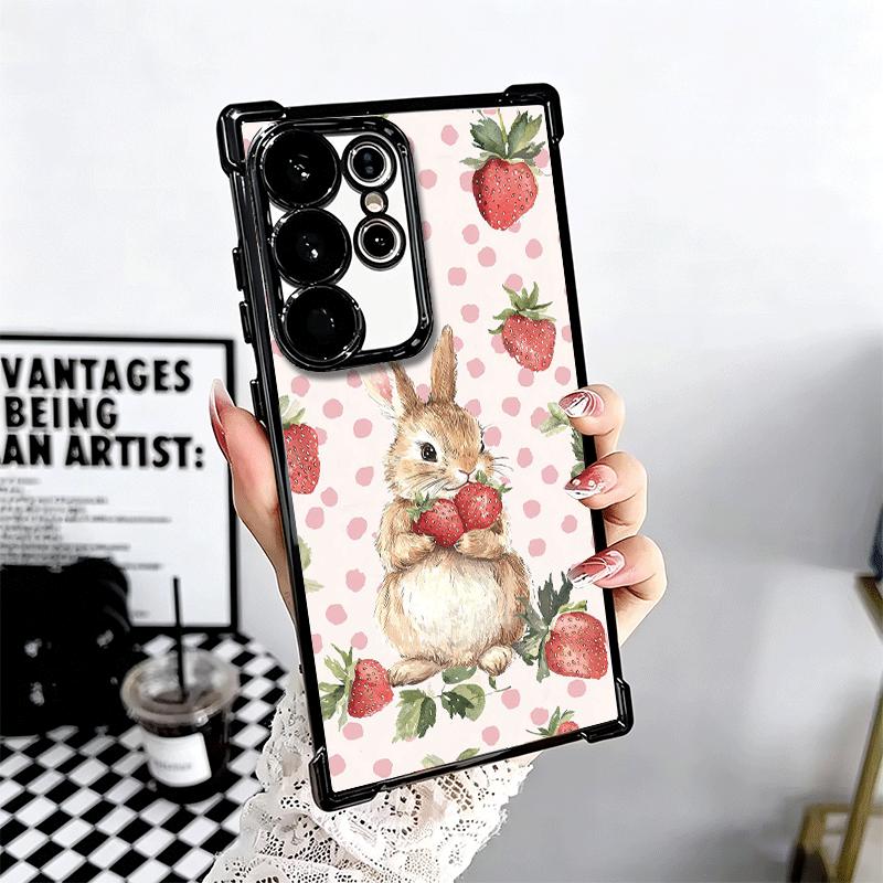 Cute Cartoon Bunny Rabbit Plating Phone Case For Samsung Galaxy S24 S25 FE S26 Edge S23 Ultra S22 S21 Plus S20 Anti-Fall Airabag