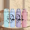 1PC Martin Luther King Portrait 750ml Color Plastic Sports Water Bottle Leakproof Flip Straw Lid Suitable for Sports Office Home Use