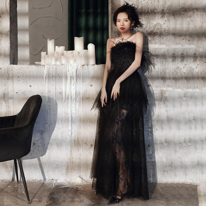 Black dress small evening dress 1011 new banquet temperament Hepburn style celebrity birthday can usually wear dresses