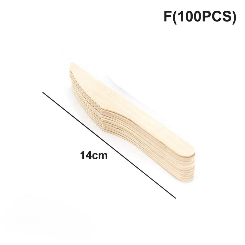 50/100pcs Disposable Wooden Mini Forks Spoons Knives Wooden Tableware Suitable For Parties Camping Banquets Weddings Picnics