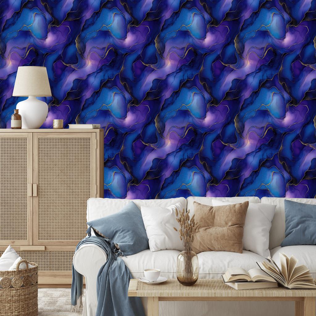 Wallpaper Ink blue, navy blue, purple and indigo 50x1000