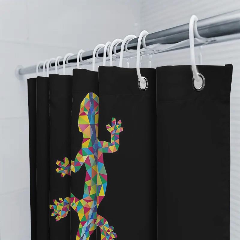 Lizard Pattern Shower Curtain Modern Geometric Reptile Nature Bathroom Decor Backdrop Washable Waterproof Home Textile