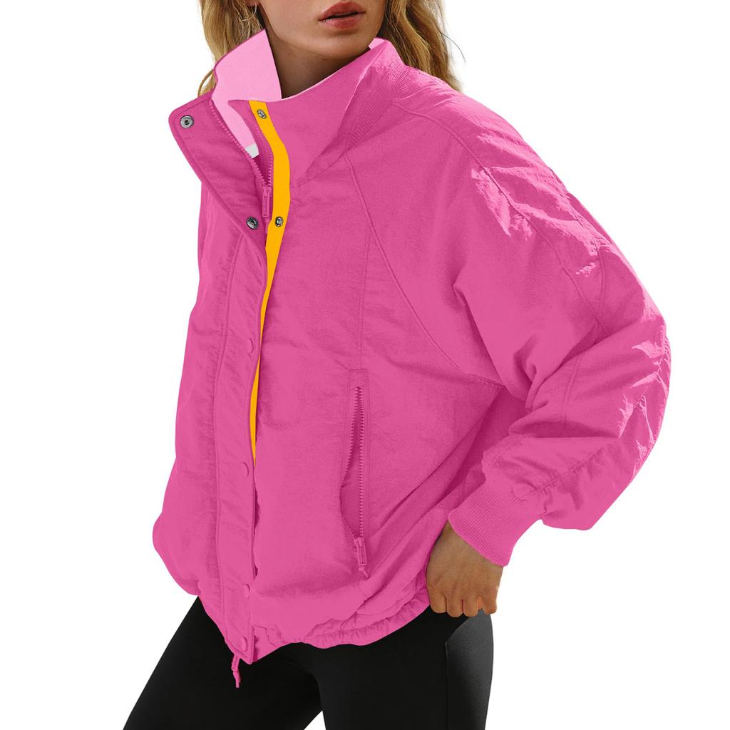 Dámská módní bunda na zip s dlouhým rukávem volného střihu