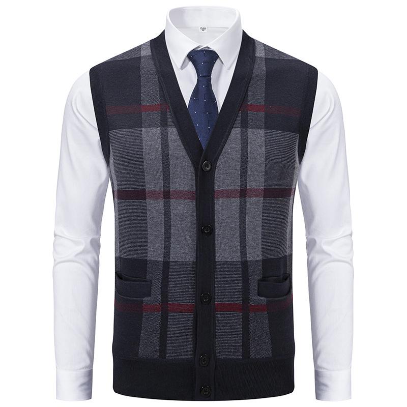 Cardigan Vestă Pulover pentru Bărbați cu Ținută de Toamnă și Iarnă pentru Tati, Jachetă Caldă Slim Vestă Pulover pentru Bărbați