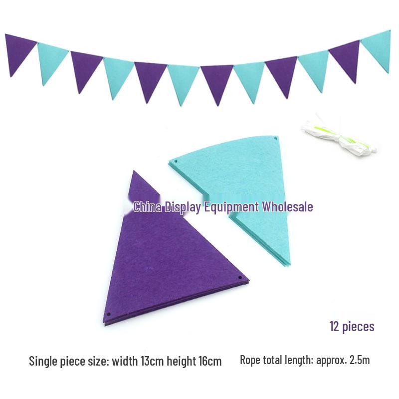 Triangle Flag Bunting for Kindergarten Decoration - Children's Room & Birthday Party Decor with Girlish Heart Design