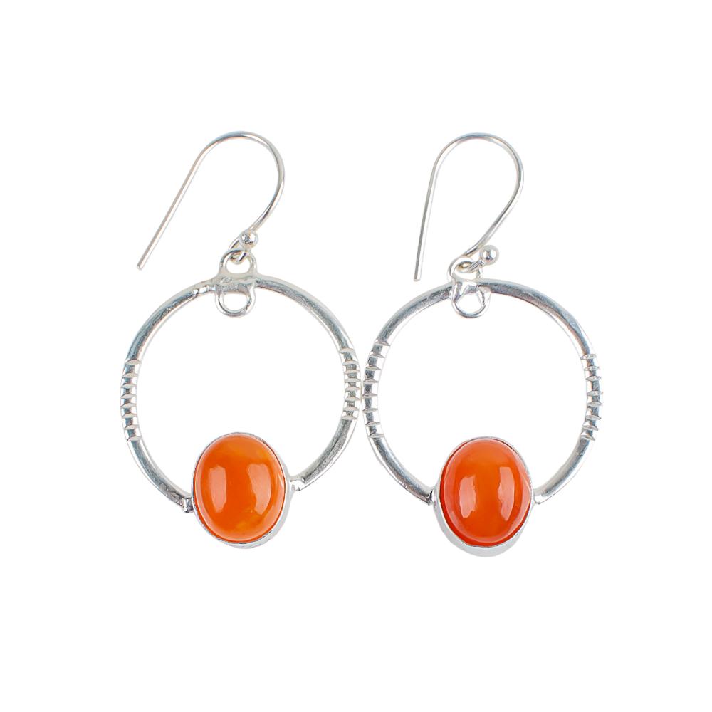 Carnelian Gemstone 925 Sterling Silver Handmade Earrings 1.37" Women Jewelry EE-67-24