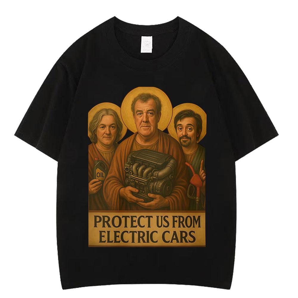 Jeremy Clarkson Beschütze Uns Vor Elektroautos Lustiges Meme T-Shirt Unisex Damen Kleidung Lässig Baumwolle Übergroß Vintage T-Shirts
