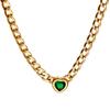Women's Luxury Emerald Zircon Pendant Necklace, Stainless Steel Clavicle Chain