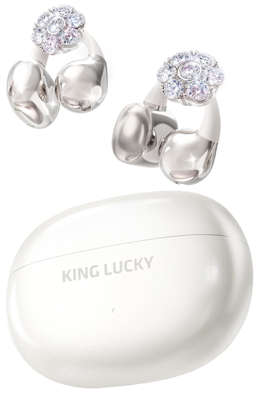 

King Lucky Ear Cuff Earphones Detachable Eternal Flower Earrings for Women [Wireless Open-Ear Bluetooth EarphonesEar CuffWaterproof IPX5Built-in