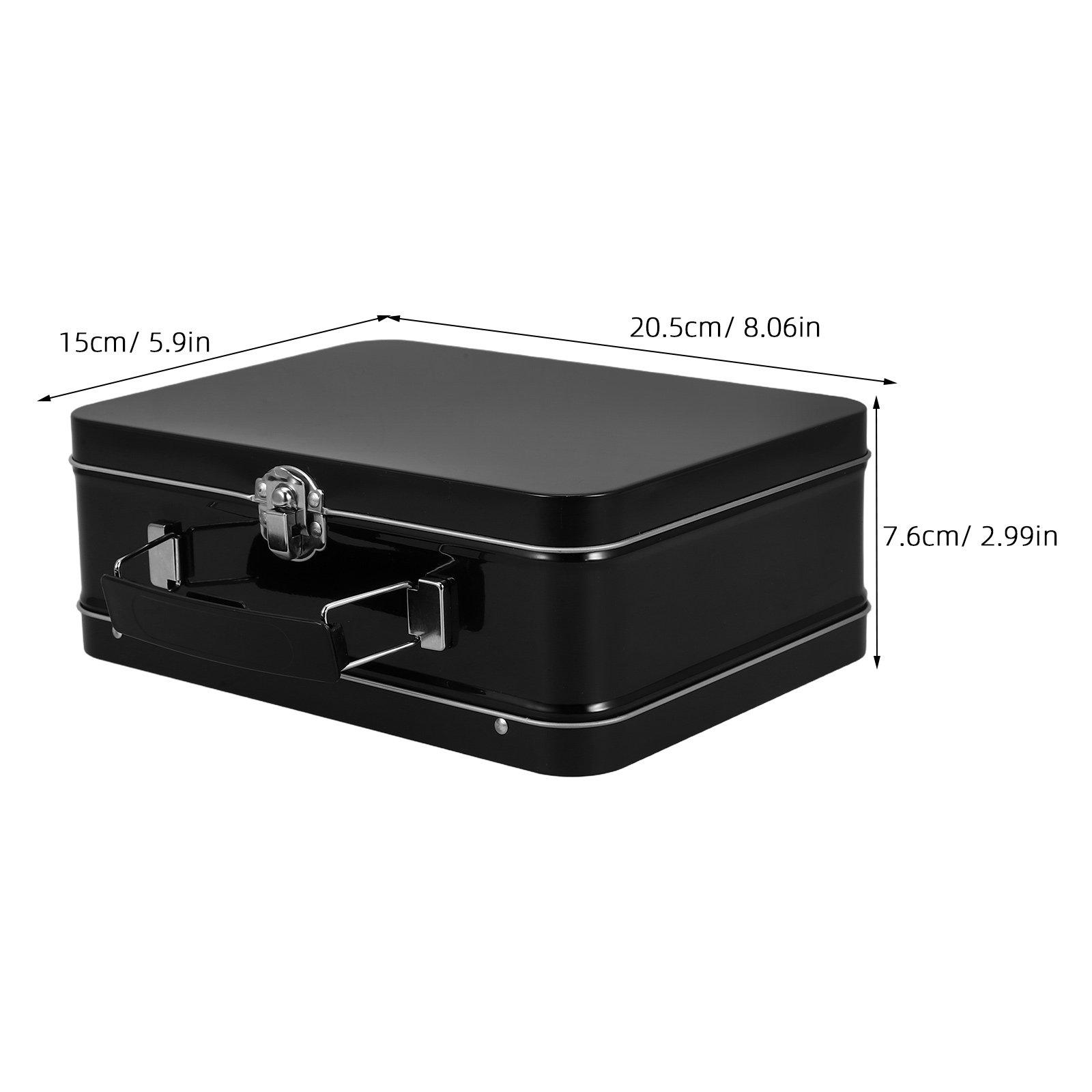 

Metal Storage Tin Rectangular Vintage Tinplate Keepsake Portable Handle Candy Cookies Tea Coffee Jewelry Desktop чорний