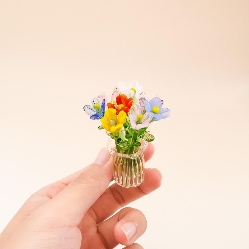 Glazed Handmade Small Flower Glass Simulation Bouquet Home Decoration Ornament