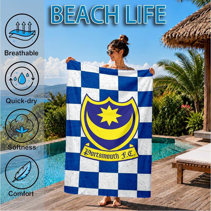 Asciugamano da Spiaggia in Microfibra con Stemma FC Ports, Morbido e Assorbente, Asciugatura Rapida, Ideale per Viaggi Estivi, Essenziale per la Spiaggia, Piscina
