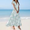 Boho Dress For Women Casual Loose Fit Summer Sundress Floral Print Dress With Pocket