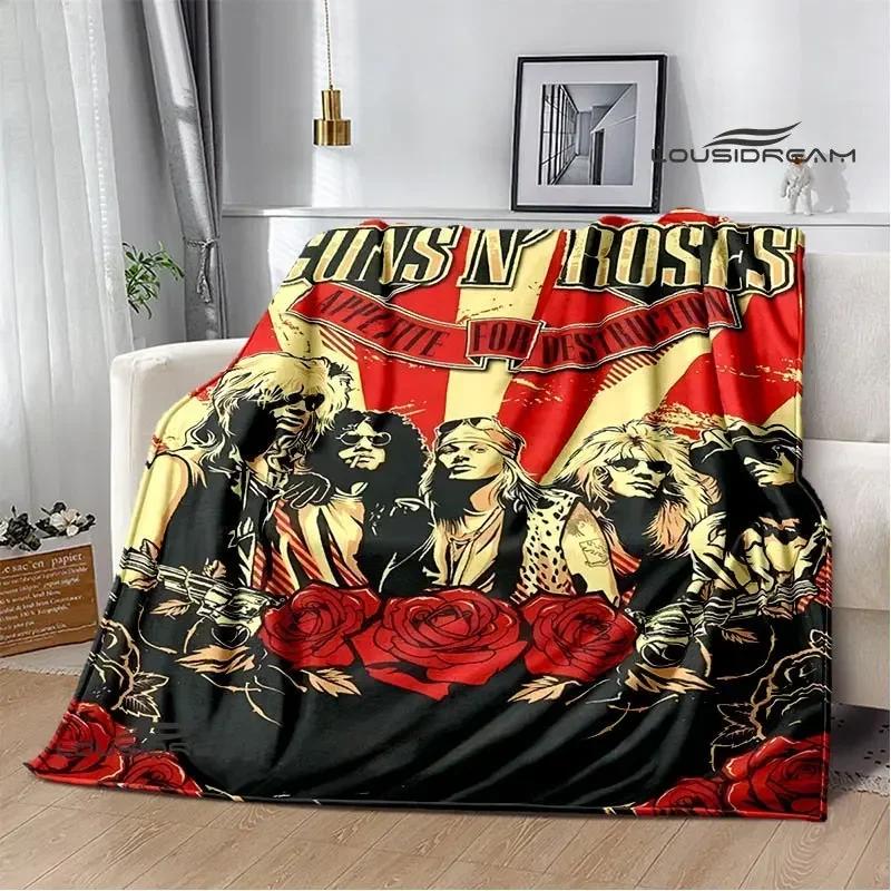 Guns n'roses band retro printed blankets Flannel Warm Blanket Soft Comfort Blanket Home Travel Blankets Bedding birthday gift