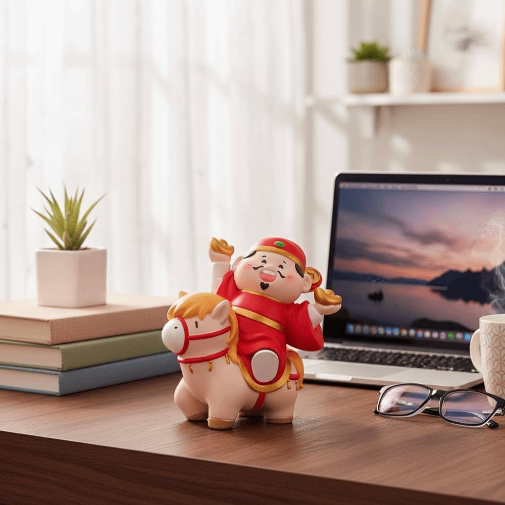 Resin Crafts God of Fortune Statue Cute Design God of Wealth Decoration  Bookshelf Decor