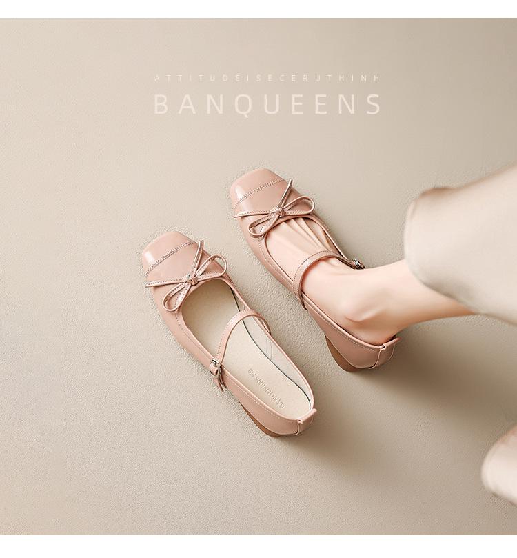 

Кожаная версия~ Удобные туфли на плоской подошве с бантом и туфли с легким подъемом, универсальные, в стиле ретро, бабушкины Мэри Джейн 43