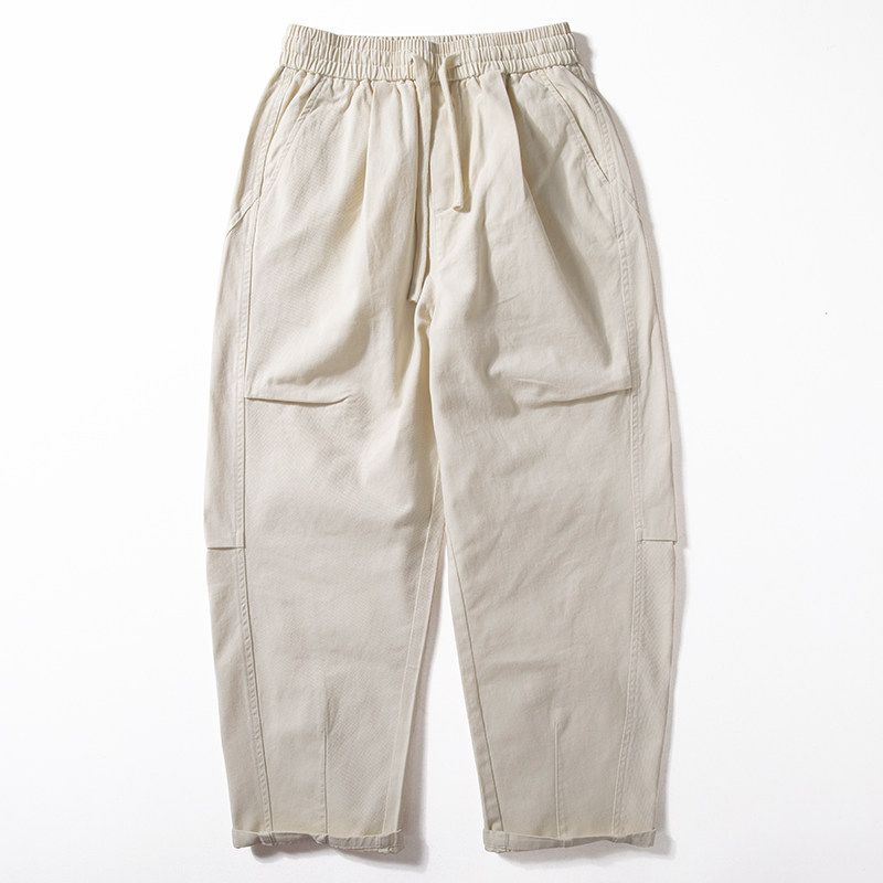 Men's Casual Pants 2025 Spring and Autumn New Japanese Style Basic Versatile Pure Cotton Pants Street Fashion Loose Wide-Leg Pants