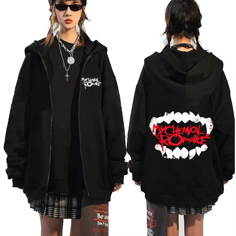 My Chemical Romance Mcr Dead Mikina s kapucí na zip Pánská Dámská Módní Mikiny Bunda Kabáty Gotické Volné Černé Punkové Mikiny na zip