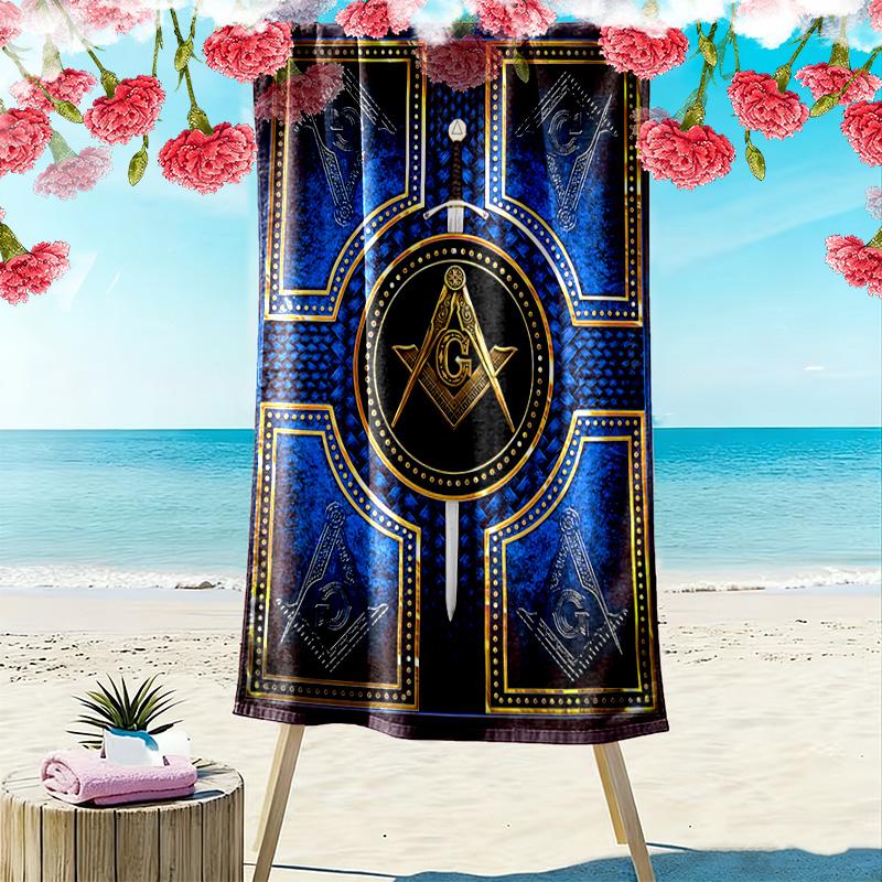 Masonic Freemason Print Beach Towel, Large Soft Quick Dry Towel for Beach Camping Swimming