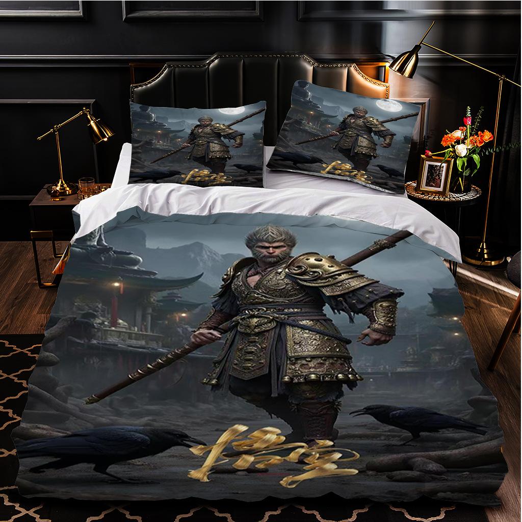 Black Myth Wukong Game Series 3D Digital Printing Three-Piece Set, Popular Three-Piece Bedding