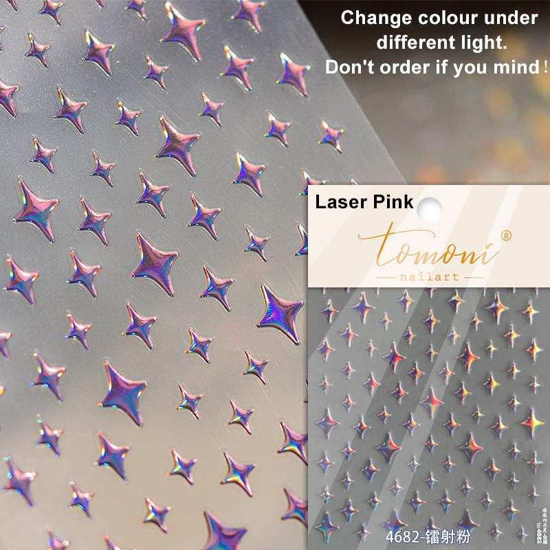 5D Bronzing Star Nail Art Stickers 1pcs Luxury Diamond Gold Sliver Laser Pentacle Self Adhesive Nail Decorations Slider Decals