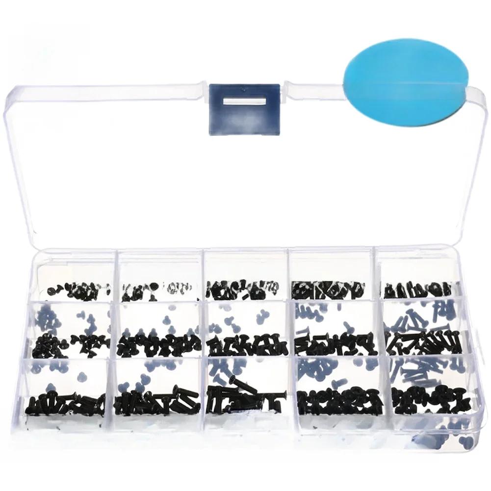 Black Zinc Plated Countersunk Screw Kit 500PCS 10 Sizes for Laptop Computer Repair and Microelectronics Assembly