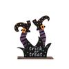 Wooden Halloween Wooden Decor Handicraft Witch Pumpkin Ghost Bat Ornaments Long-lasting Happy Halloween Table Decoration
