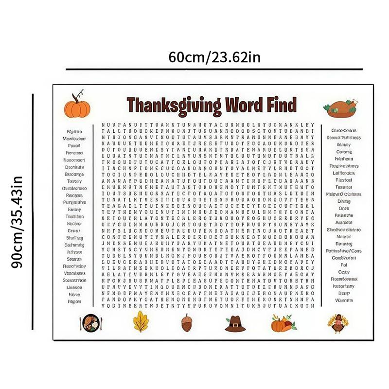 Jumbo Thanksgiving Word Search Poster, Giant Holiday Word Search Wall Poster For Thanksgiving And Christmas,Wall Game