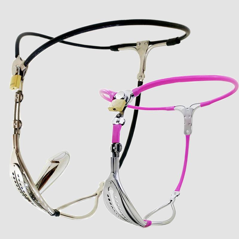 Stainless Steel Female Chastity Belt Invisible Underwear Anal Hole  Bondage Lockable Pants Vaginal Plug Sex Toys for Woman